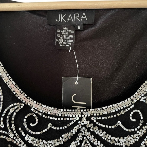 NEW J Kara Black Long Gown Sequin Beaded‎ Bodice Chiffon Formal Elegant Dress 6 - Picture 5 of 10